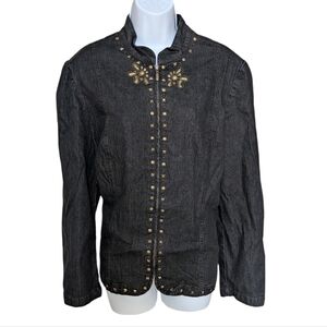 Charcoal Denim Plus Size Jacket - 16